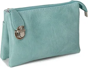 Caracol Women's Crossbody Purse Bag With Adjustable Removable Shoulder Strap and Wristlet Vegan Leather