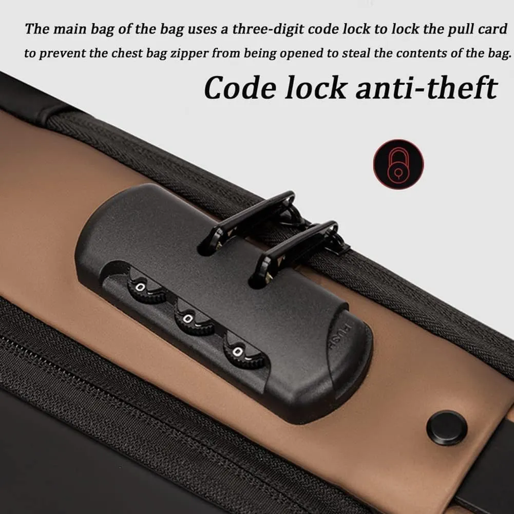 Carbon Fiber Streamline Anti-Theft Sling Bag, Anti Theft Sling Bag, USB Charging Waterproof Crossbody Backpack (Black Gold)