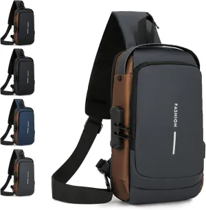 Carbon Fiber Streamline Anti-Theft Sling Bag, Anti Theft Sling Bag, USB Charging Waterproof Crossbody Backpack (Gray)