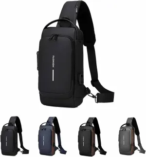 Carbon Fiber Streamline Anti-theft Sling Bag Men,Waterproof USB Charging Sport Sling, Crossbody Charging Bag