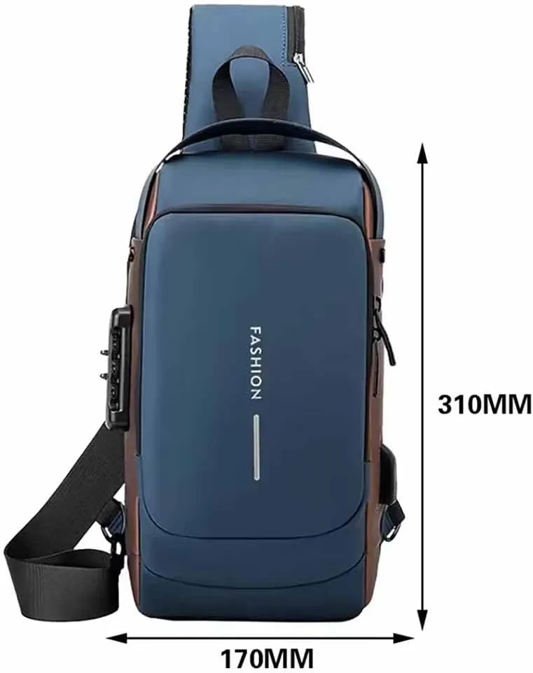 Carbon Fiber Streamline Anti-theft Sling Bag Men,Waterproof USB Charging Sport Sling, Crossbody Charging Bag