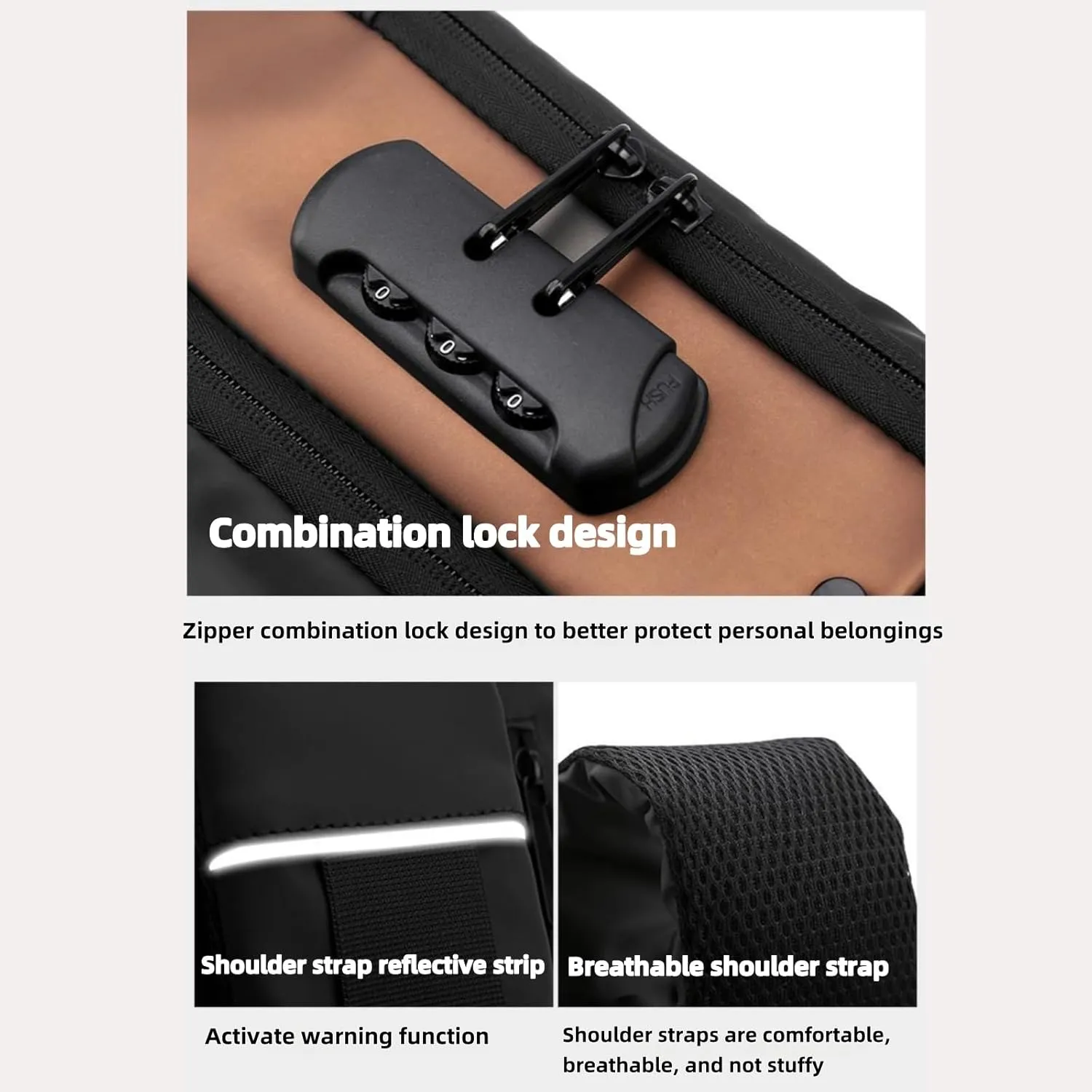Carbon Fiber Streamlined Anti-theft Crossbody Bag, USB Charging Sports Sling Bag, Waterproof Shoulder Bag, Fashionable Crossbody Bag Suitable for Sports and Leisure (Black)
