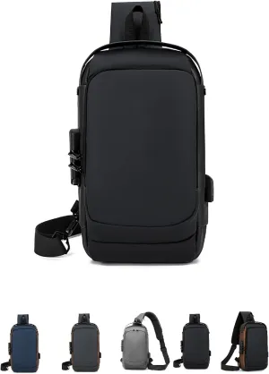 Carbonfiber Streamline Anti-Theft Sling Bag,Usb Charging Waterproof Shoulder Bag For Daily Trips Daypack