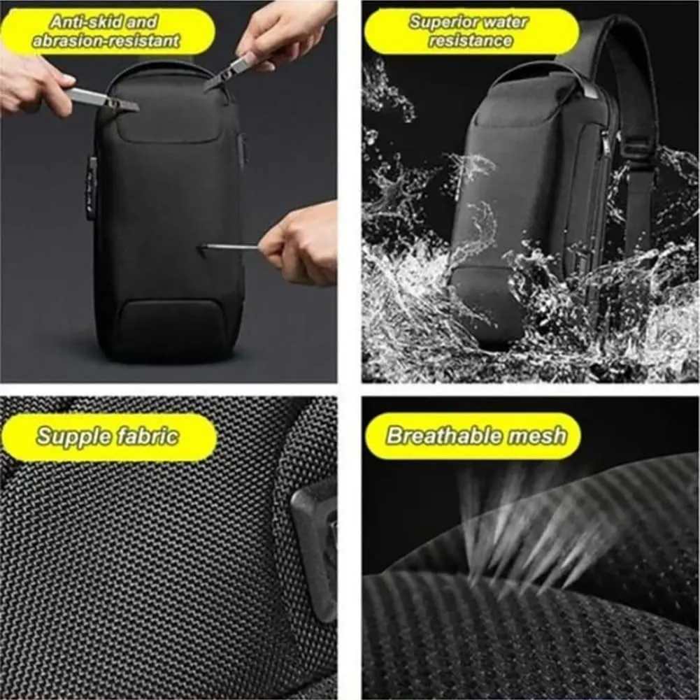 Carbonfiber Streamline Anti-Theft Sling Bag,Usb Charging Waterproof Shoulder Bag For Daily Trips Daypack