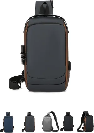 Carbonfiber Streamline Anti-Theft Sling Bag,Usb Charging Waterproof Shoulder Bag For Daily Trips Daypack