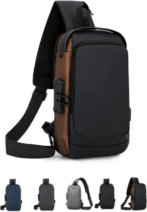 Carbonfiber Streamline Anti-Theft Sling Bag,Usb Charging Waterproof Shoulder Bag For Daily Trips Daypack