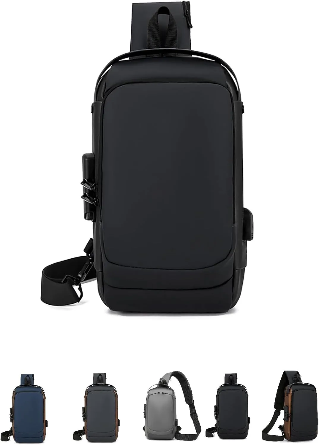 Carbonfiber Streamline Anti-Theft Sling Bag,Usb Charging Waterproof Shoulder Bag For Daily Trips Daypack