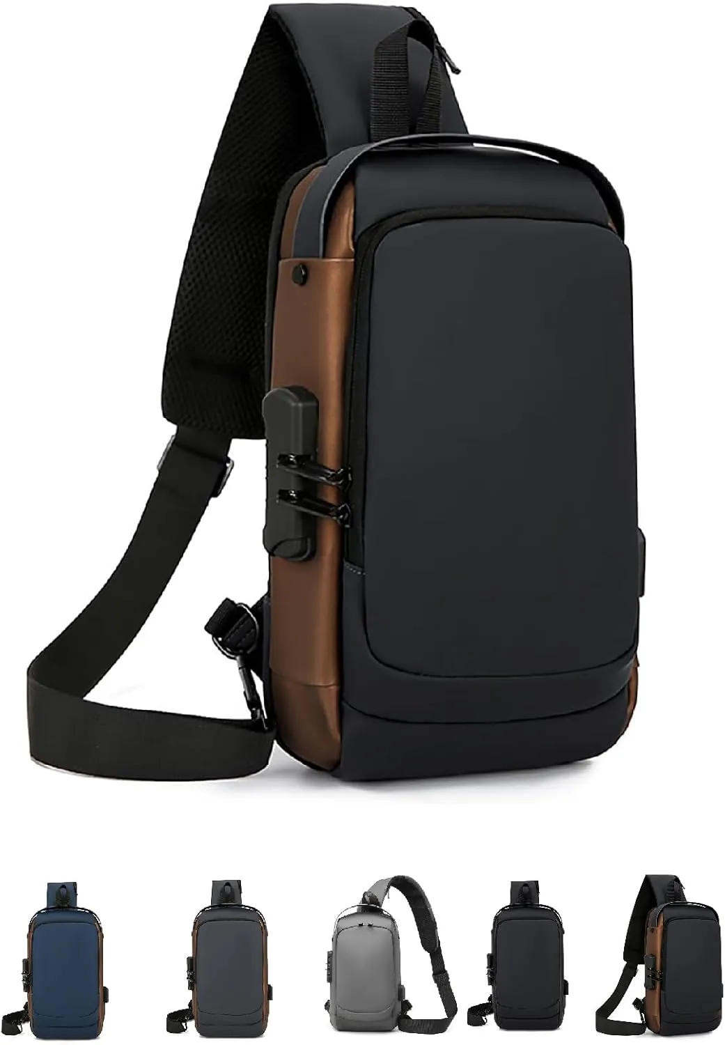 Carbonfiber Streamline Anti-Theft Sling Bag,Usb Charging Waterproof Shoulder Bag For Daily Trips Daypack