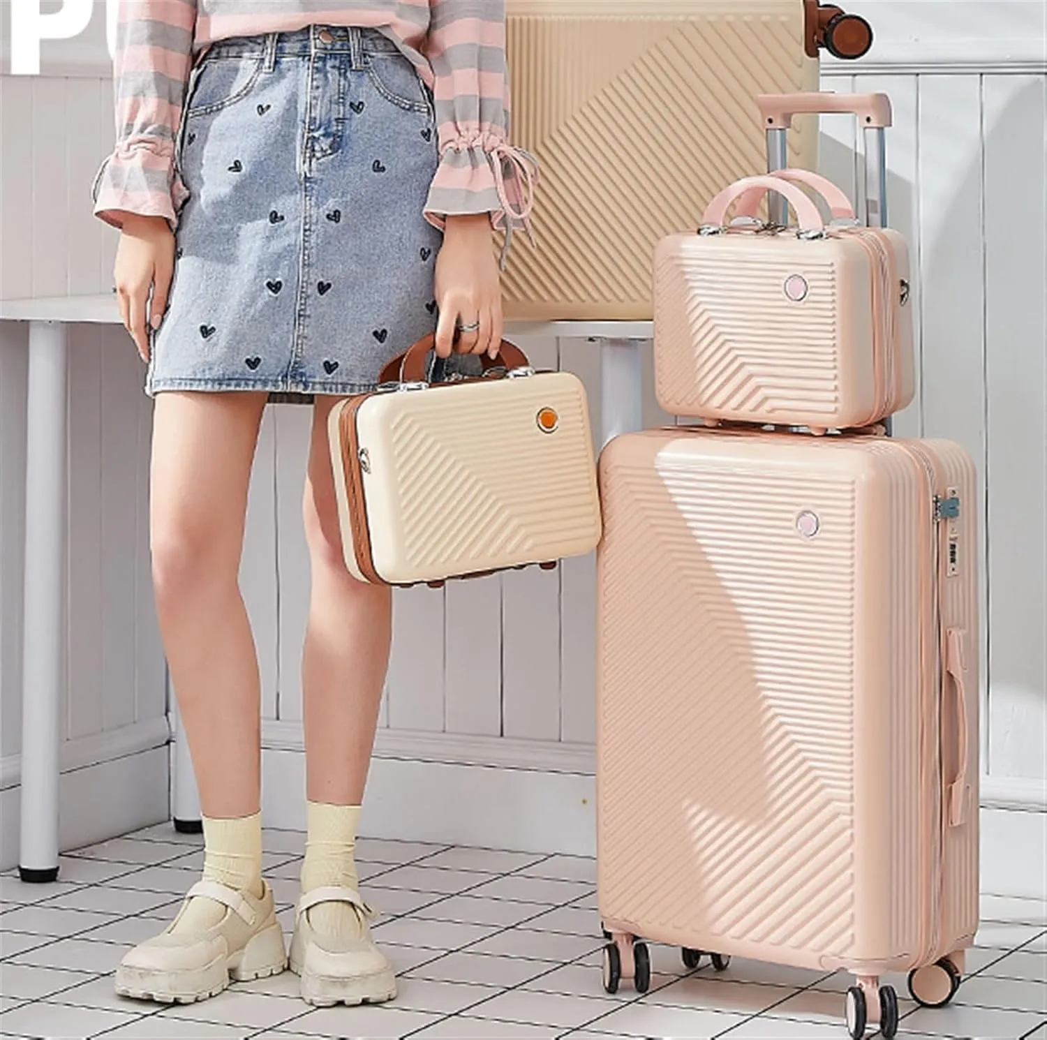 Carry On Luggages Suitcase 24inch Suitcase with Duffel, ABS Lightweight Universal Wheel Suitcases for Women Men Luggage Suitcases (C-24in