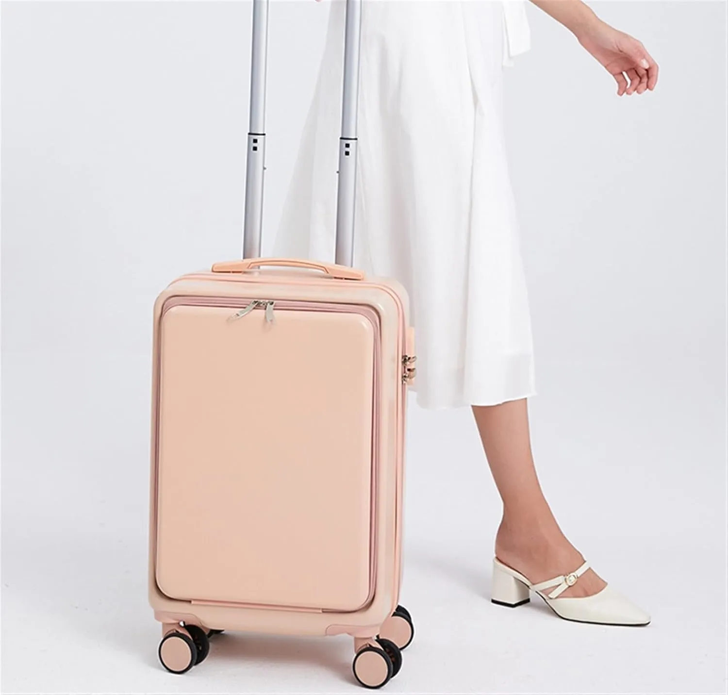 Carry On Luggages Suitcase Front Opening Trolley Case Hardside Luggage Universal Wheel Suitcase Durable Luggage Suitcases (C-22in