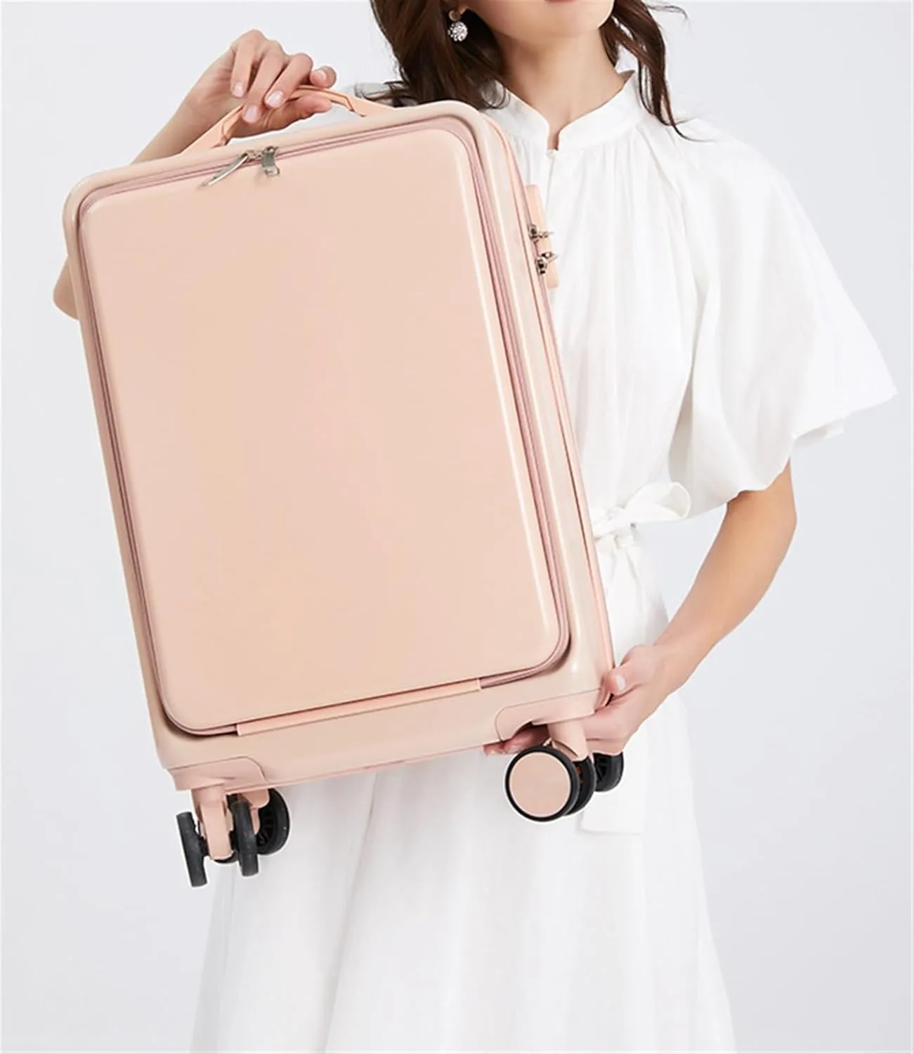 Carry On Luggages Suitcase Front Opening Trolley Case Hardside Luggage Universal Wheel Suitcase Durable Luggage Suitcases (C-22in