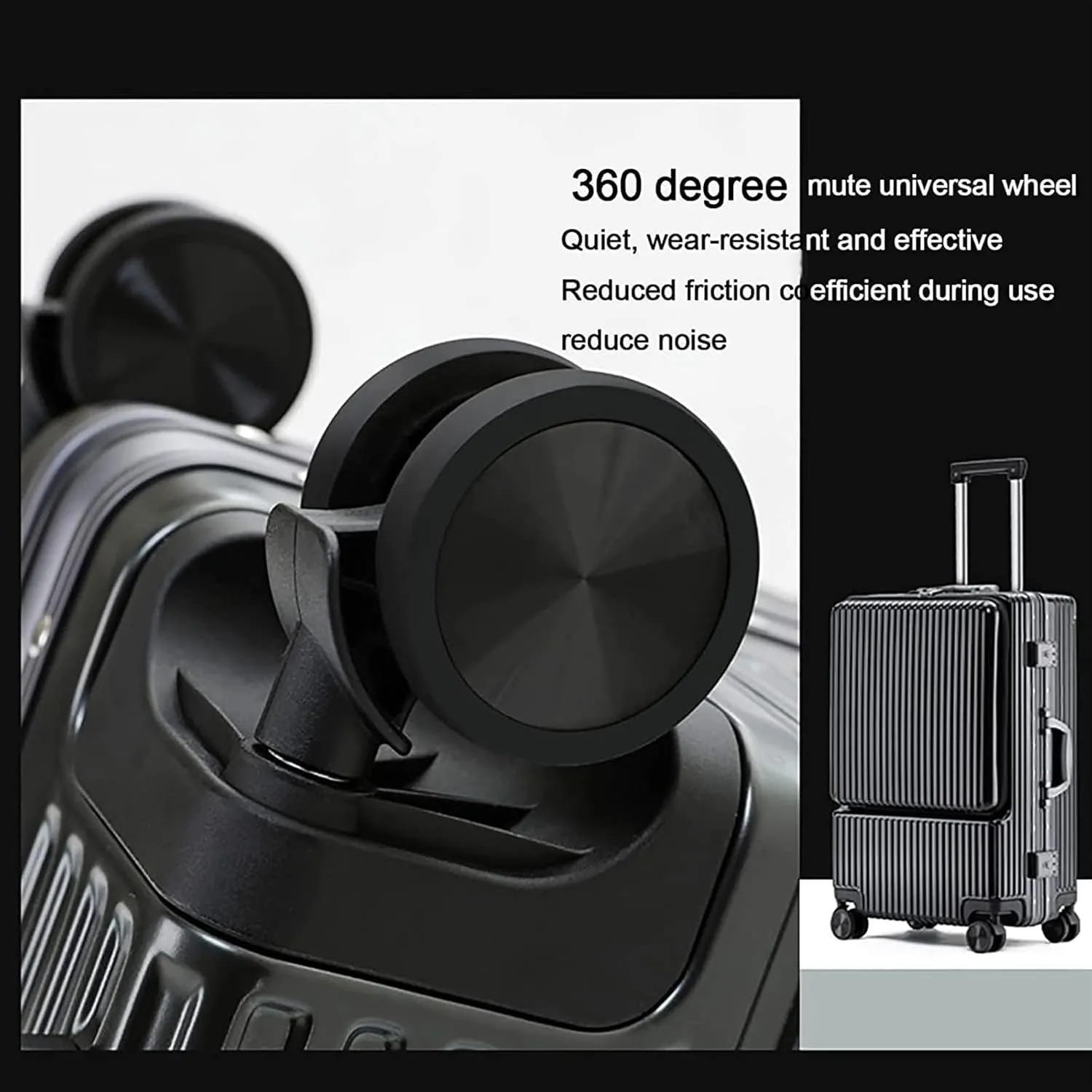 Carry On Luggages Suitcase Luggage with Front Pocket,Aluminum Frame Suitcase with USB Charging Port & TSA Lock Luggage Suitcases (Sliver-26 in