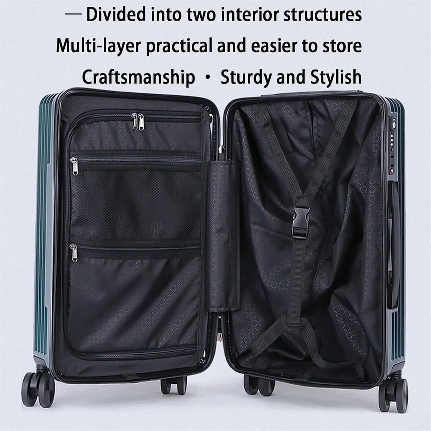 Carry On Luggages Suitcase Portable Luggage with Spinner Wheels Carry On Luggage Drop-Resistant TSA Locking Suitcase Luggage Suitcases (Green-20 in