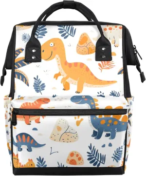 Cartoon Dinosaur Coconut Tree Leaves Diaper Bag Mommy Bags With Adjustable Shoulder Strap Waterproof Multifunction Shoulder Bag Travel Large Capacity Backpack for Moms And Dads