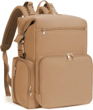 CEI-CEI Neoprene Diaper bag Backpack Waterproof Baby Changing Bags for Mom and Dad with Changing Pad Large Travel Maternity Tote with Insulated Pockets and Organised Compartments (Oat)