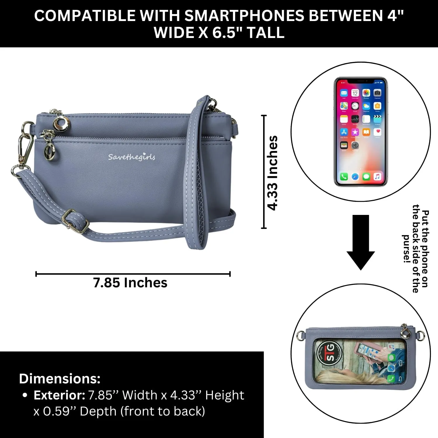 Cell Phone Purse - Touch Screen Women’s Crossbody Bag - Clutch Purses for Women (Bella)