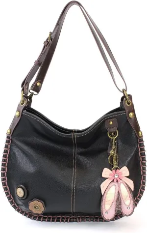 CHALA Crossbody Handbag, Hobo Style, Casual, Soft, Large Bag Shoulder or Crossbody - Black (Ballerina)