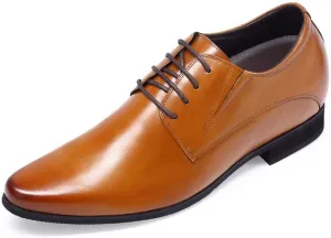 CHAMARIPA Elevator Shoes for Men- Black Leather Height Increase Dress Formal Shoes That Make You Taller 3.15 Inches.