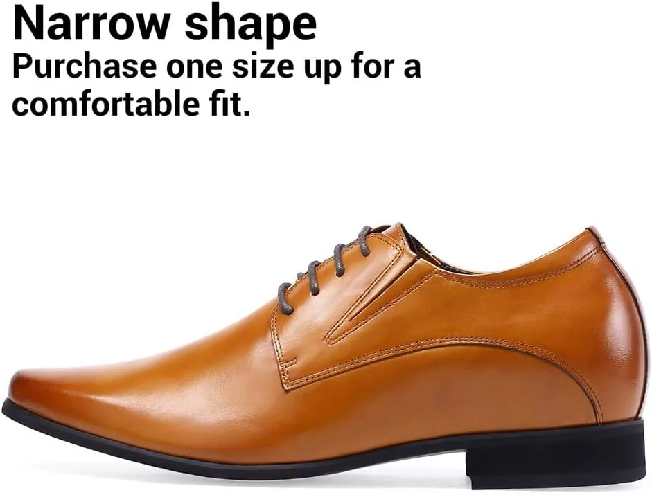 CHAMARIPA Elevator Shoes for Men- Black Leather Height Increase Dress Formal Shoes That Make You Taller 3.15 Inches.