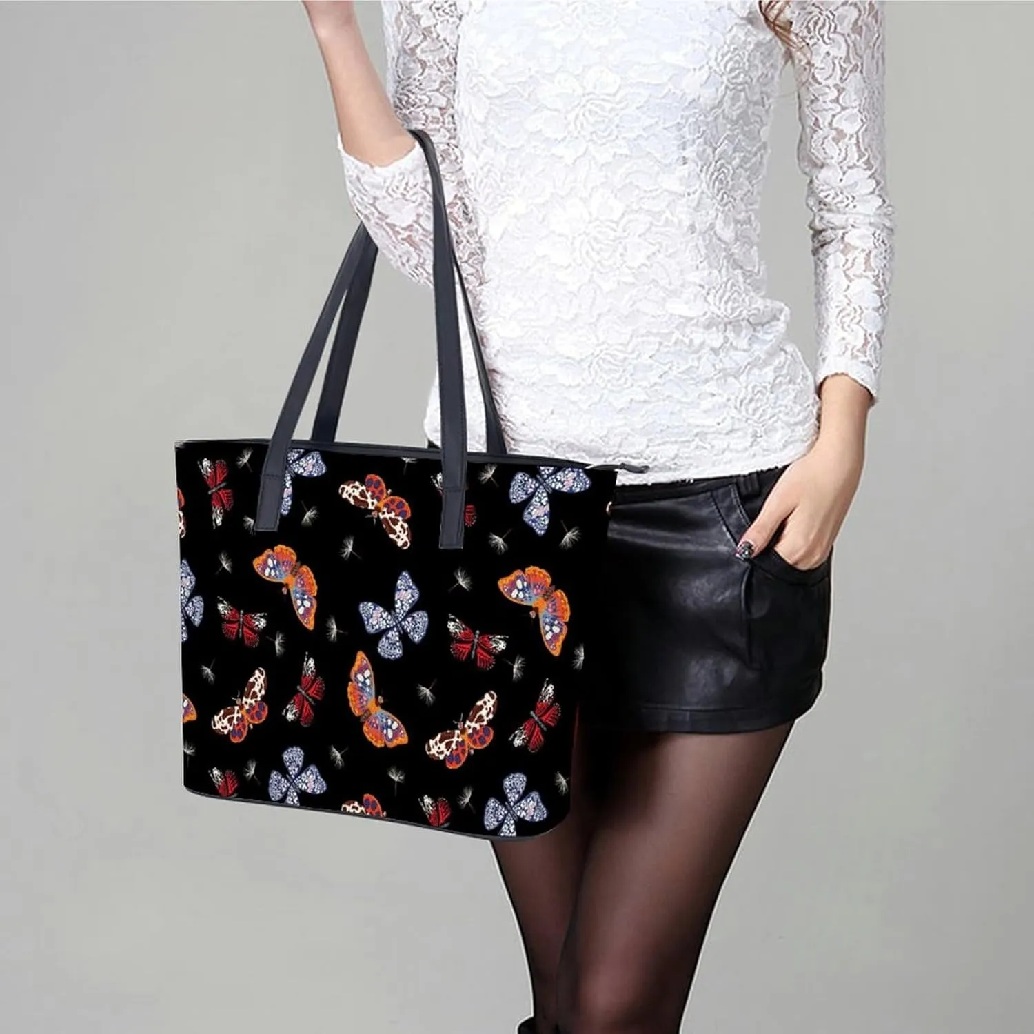 Chamomile Flower Blue Hobo Handbags With Zipper Large Capacity Satchel Tote Bag Shoulder Bag