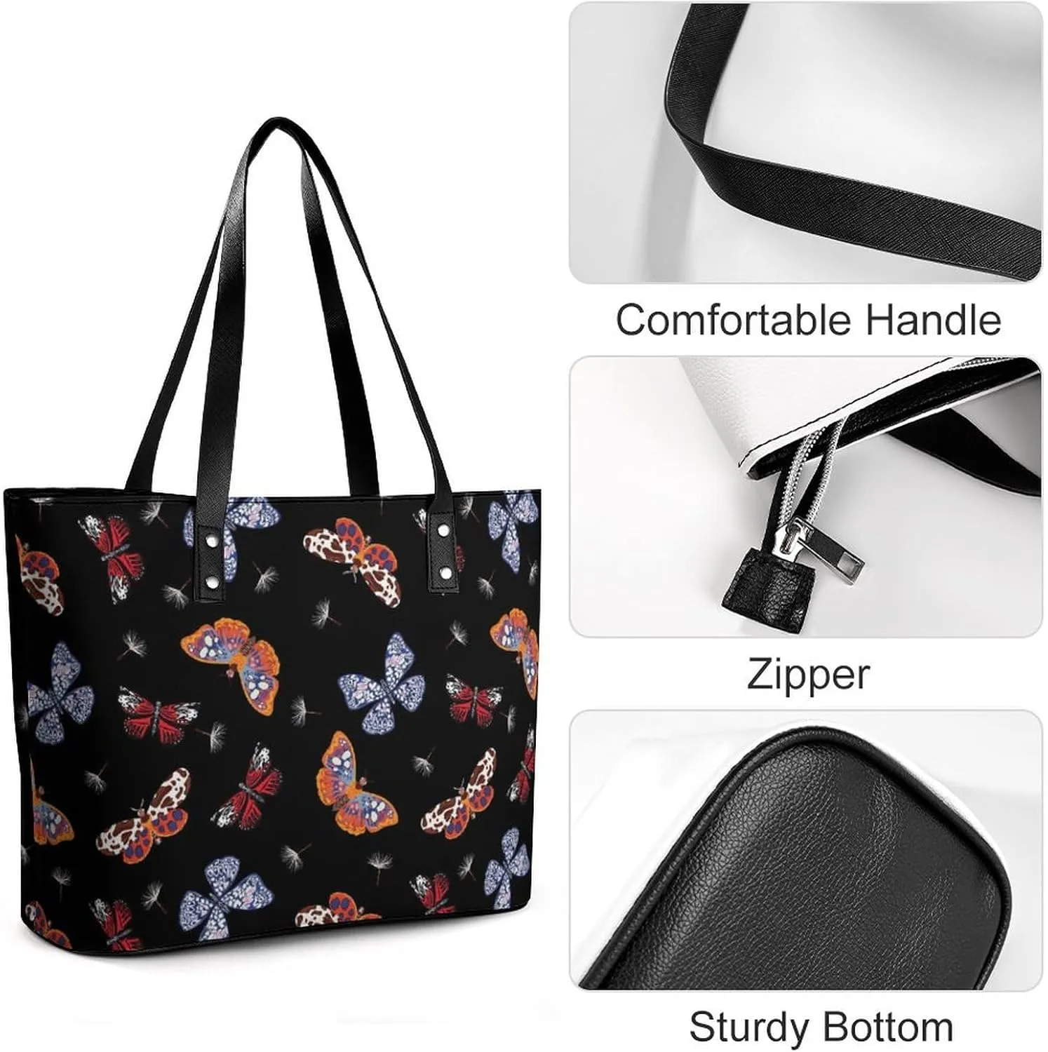 Chamomile Flower Blue Hobo Handbags With Zipper Large Capacity Satchel Tote Bag Shoulder Bag