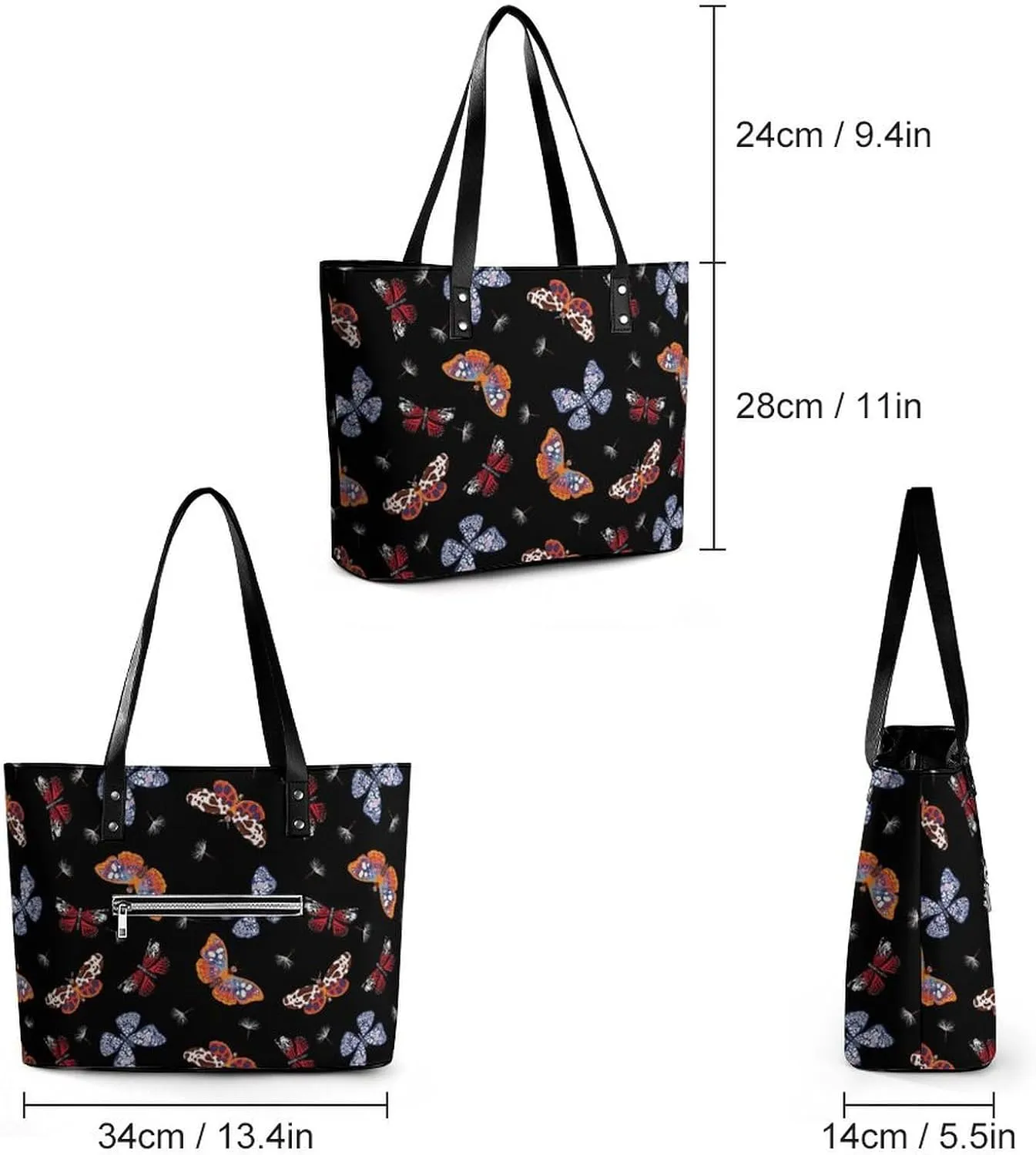 Chamomile Flower Blue Hobo Handbags With Zipper Large Capacity Satchel Tote Bag Shoulder Bag