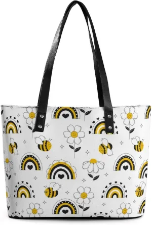 Chamomile Flower Blue Hobo Handbags With Zipper Large Capacity Satchel Tote Bag Shoulder Bag