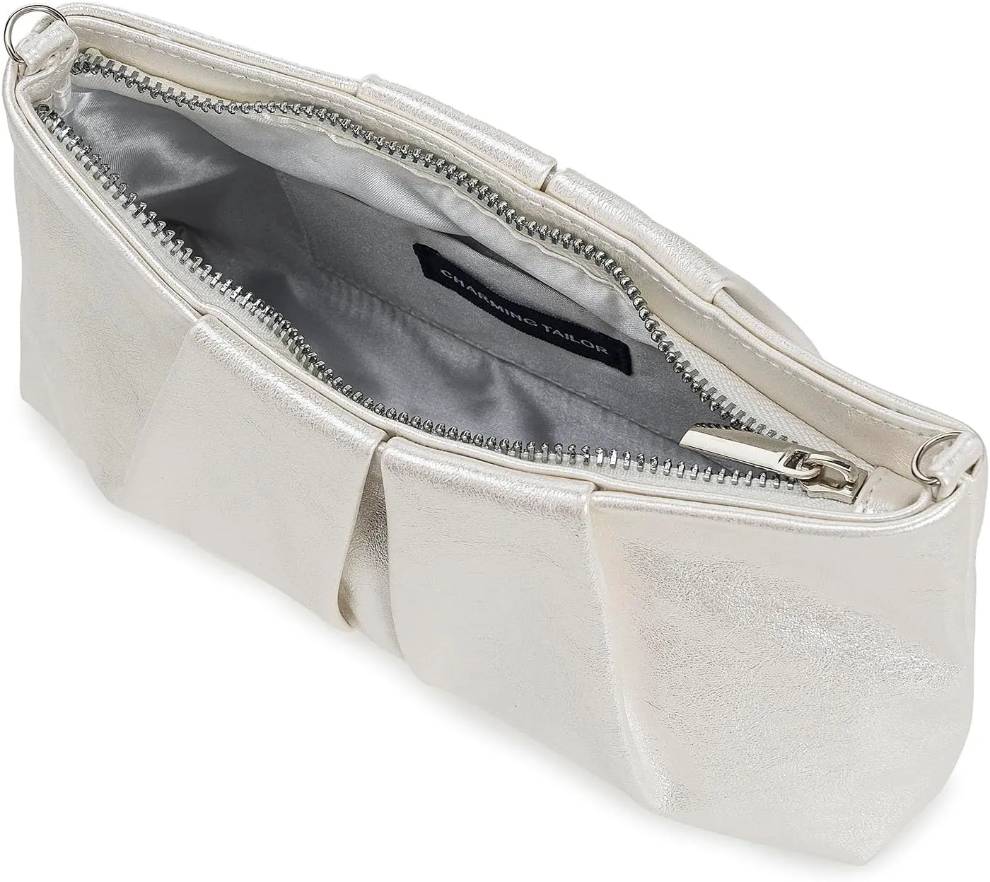 CHARMING TAILOR Women Clutch Bag Dressy Formal Handbag Pleated PU Clutch Purse for Cocktail Prom Wedding Party