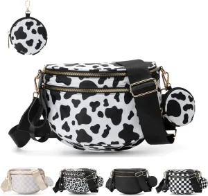 Checkered Crossbody Bag for Women，Spacious Nylon Bum Bag Checkered Handbags Wallets Oversized Slouchy Bag