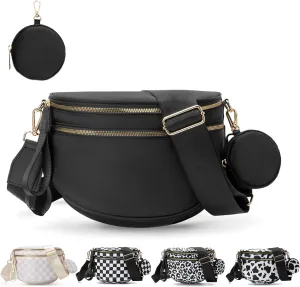 Checkered Crossbody Bag for Women，Spacious Nylon Bum Bag Checkered Handbags Wallets Oversized Slouchy Bag