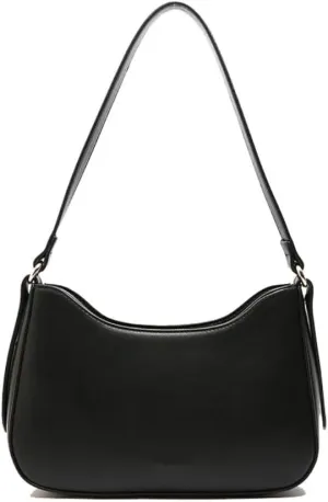 Chic Crescent Black Shoulder Bag - Trendy Purse for Women with Zipper Closure everyday purse