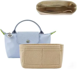 Chispee Bag Organizer for Longchamp Small Tote Bag Timid Bag Storage & Finishing Inner Bag Liner Handbags Insert Organizer fit Mini Size