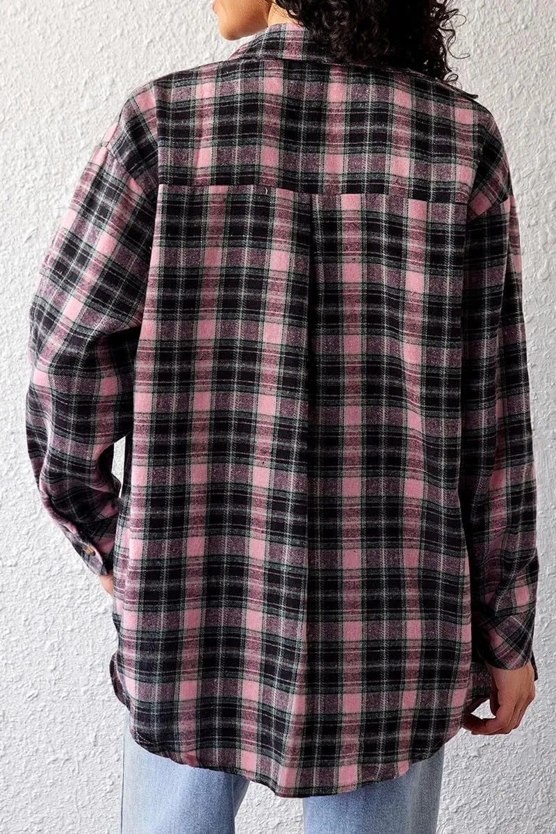 CHYRII Womens Button Down Flannel Shirts Long Sleeve Plaid Shackets Business Casual Blouse Top