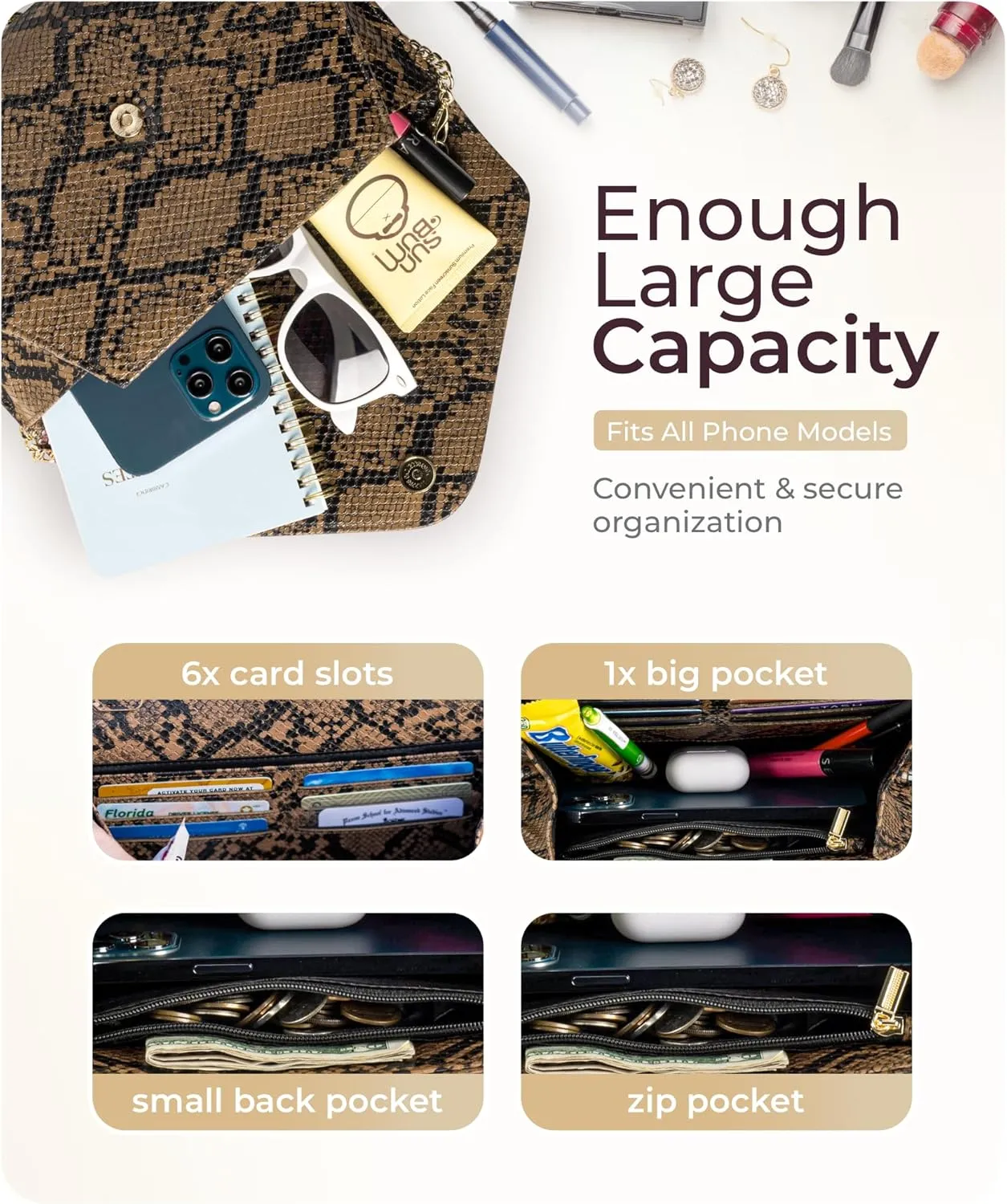 Claasico Evening Clutch Purses For Women - Elegant Envelope Clutch RFID Bag with Detachable Chain