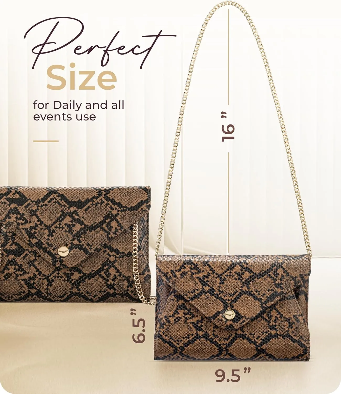 Claasico Evening Clutch Purses For Women - Elegant Envelope Clutch RFID Bag with Detachable Chain