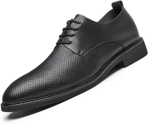 Classic Lace Up Business Pointed Toe Leather Shoes Breathable Hollow Men's Luxury Dress Elegant Wedding Prom Non-Slip Oxford Comfortable Business Formal Shoes