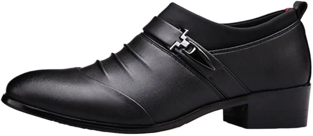Classic Men Dress Shoes Slip on PU Leather Shoes for Men Plus Size Point Toe Business Casual Men Formal Shoes for Wedding