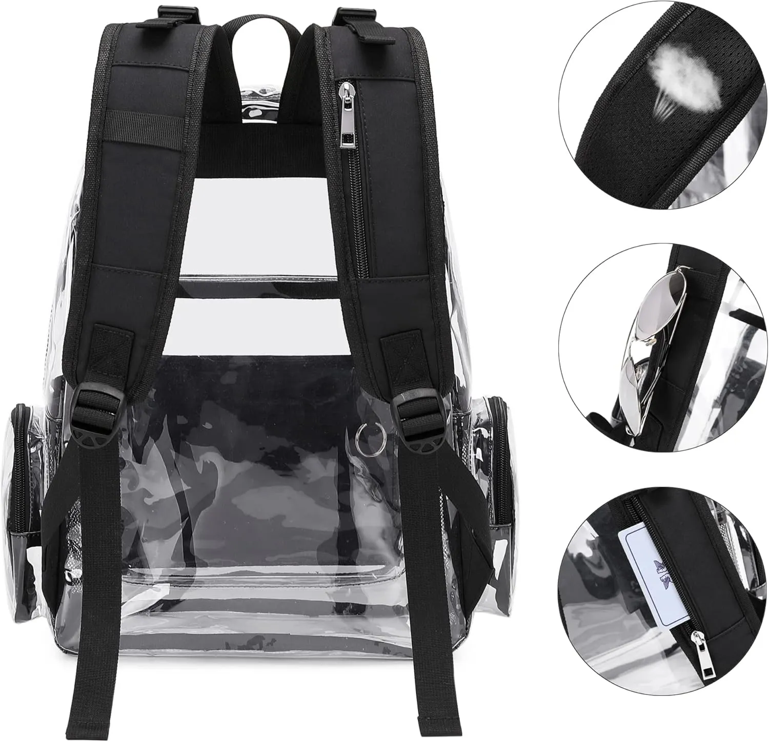 Clear Diaper Bag Backpack for Baby Girls Boys, Mom Nappy Bags for Women (Black)