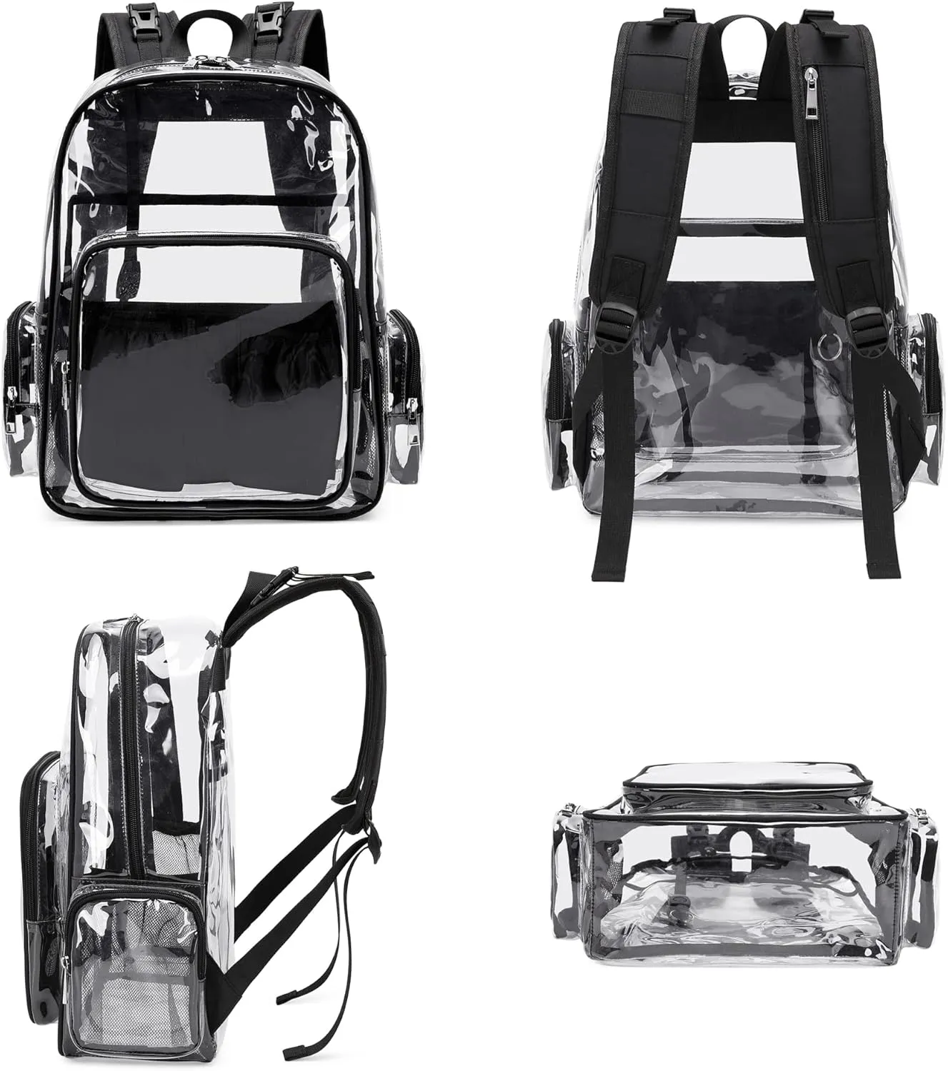 Clear Diaper Bag Backpack for Baby Girls Boys, Mom Nappy Bags for Women (Black)