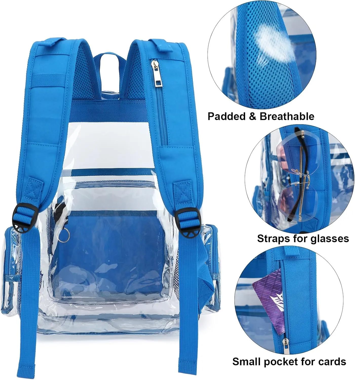 Clear Diaper Bag Backpack for Baby Girls Boys, Mom Nappy Changing Bags for Women (Blue)
