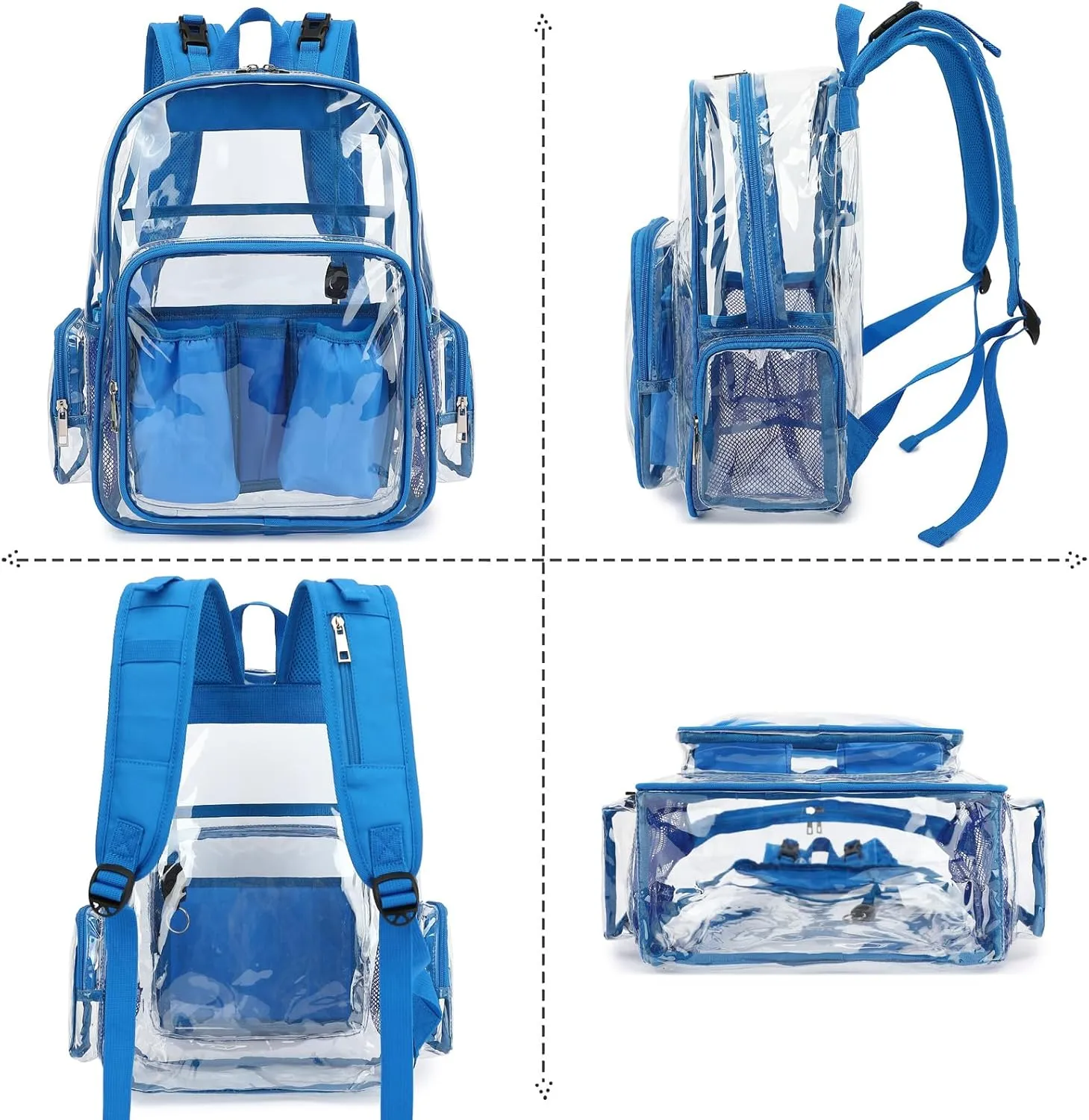 Clear Diaper Bag Backpack for Baby Girls Boys, Mom Nappy Changing Bags for Women (Blue)