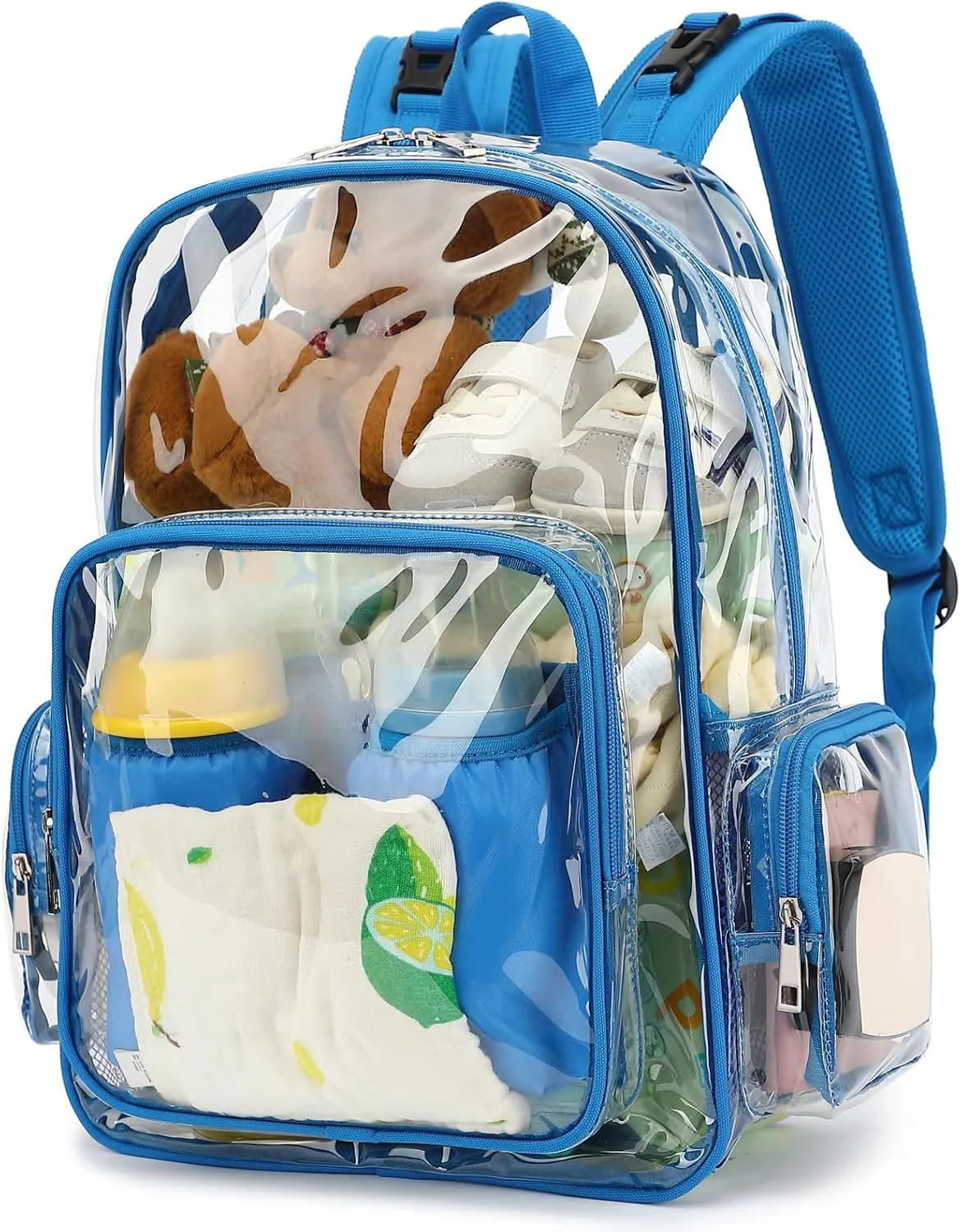 Clear Diaper Bag Backpack for Baby Girls Boys, Mom Nappy Changing Bags for Women (Blue)