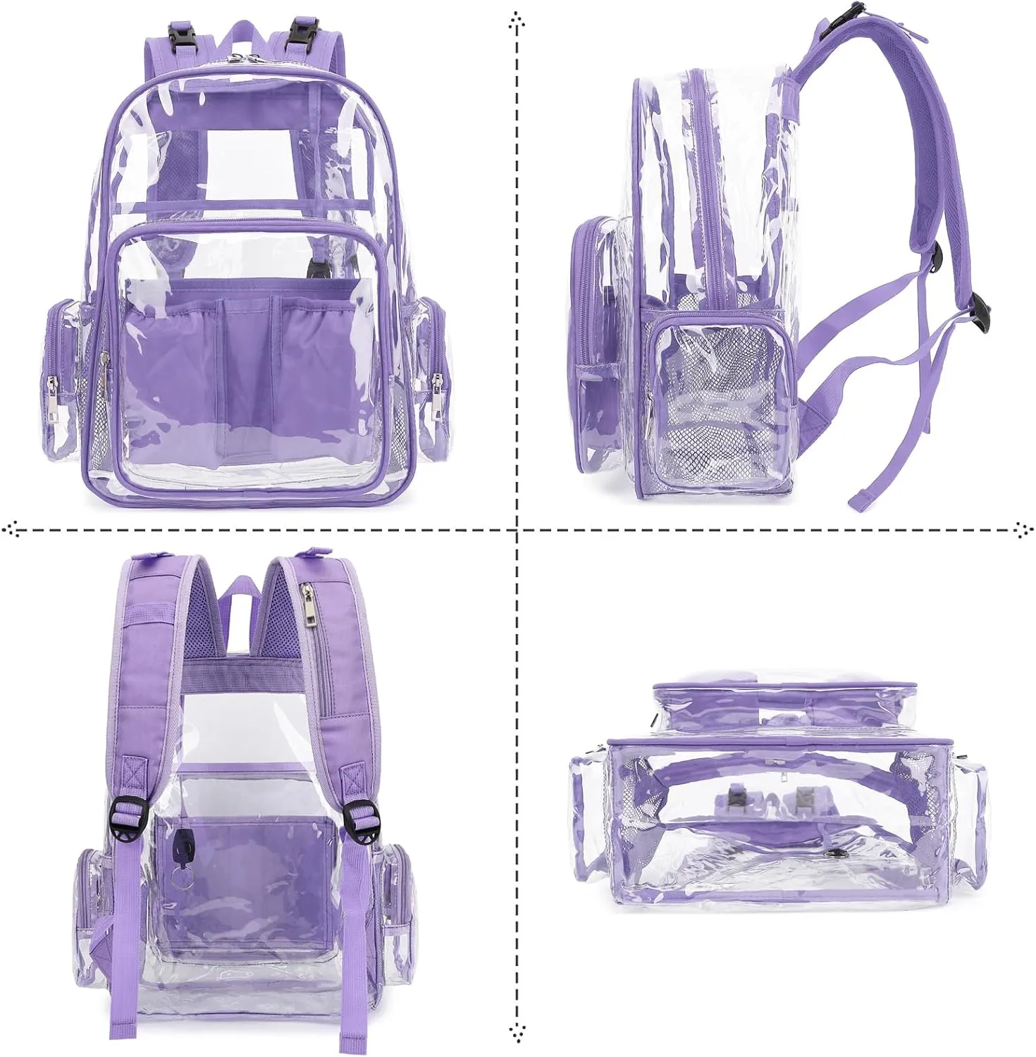Clear Diaper Bag Backpack for Baby Girls Boys, Mom Nappy Changing Bags for Women (Lavender Purple)