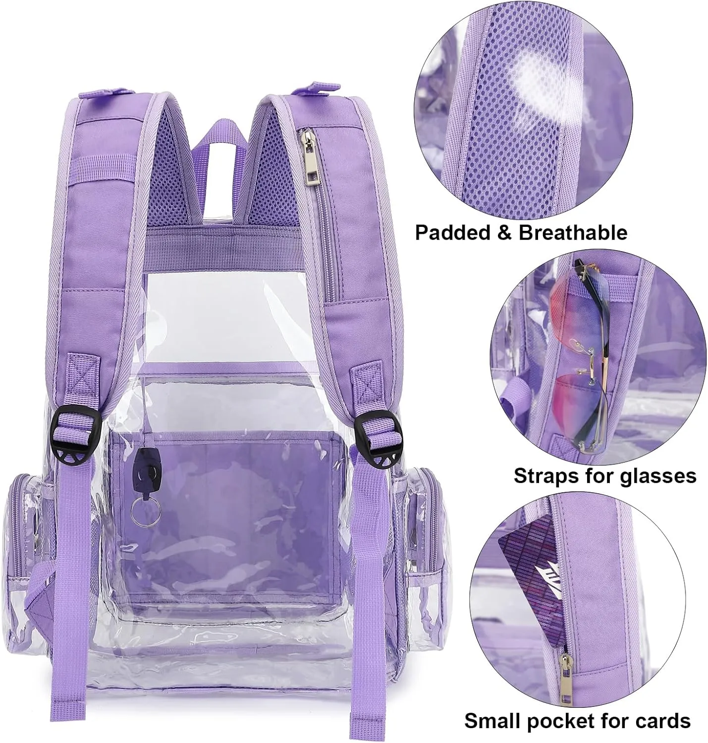 Clear Diaper Bag Backpack for Baby Girls Boys, Mom Nappy Changing Bags for Women (Lavender Purple)