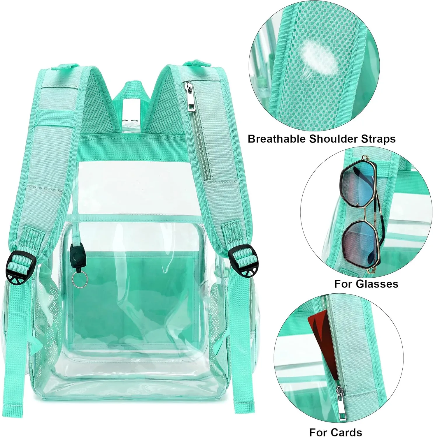 Clear Diaper Bag Backpack for Baby Girls Boys, Mom Nappy Changing Bags for Women (Mint Green)