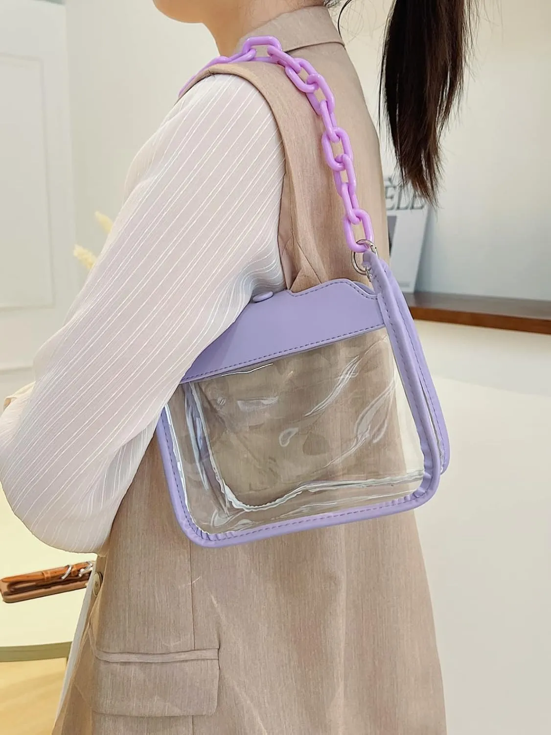 Clear Handbag - Concert & Stadium Approved, Shoulder & Crossbody Bag, Satchel & Hobo Style