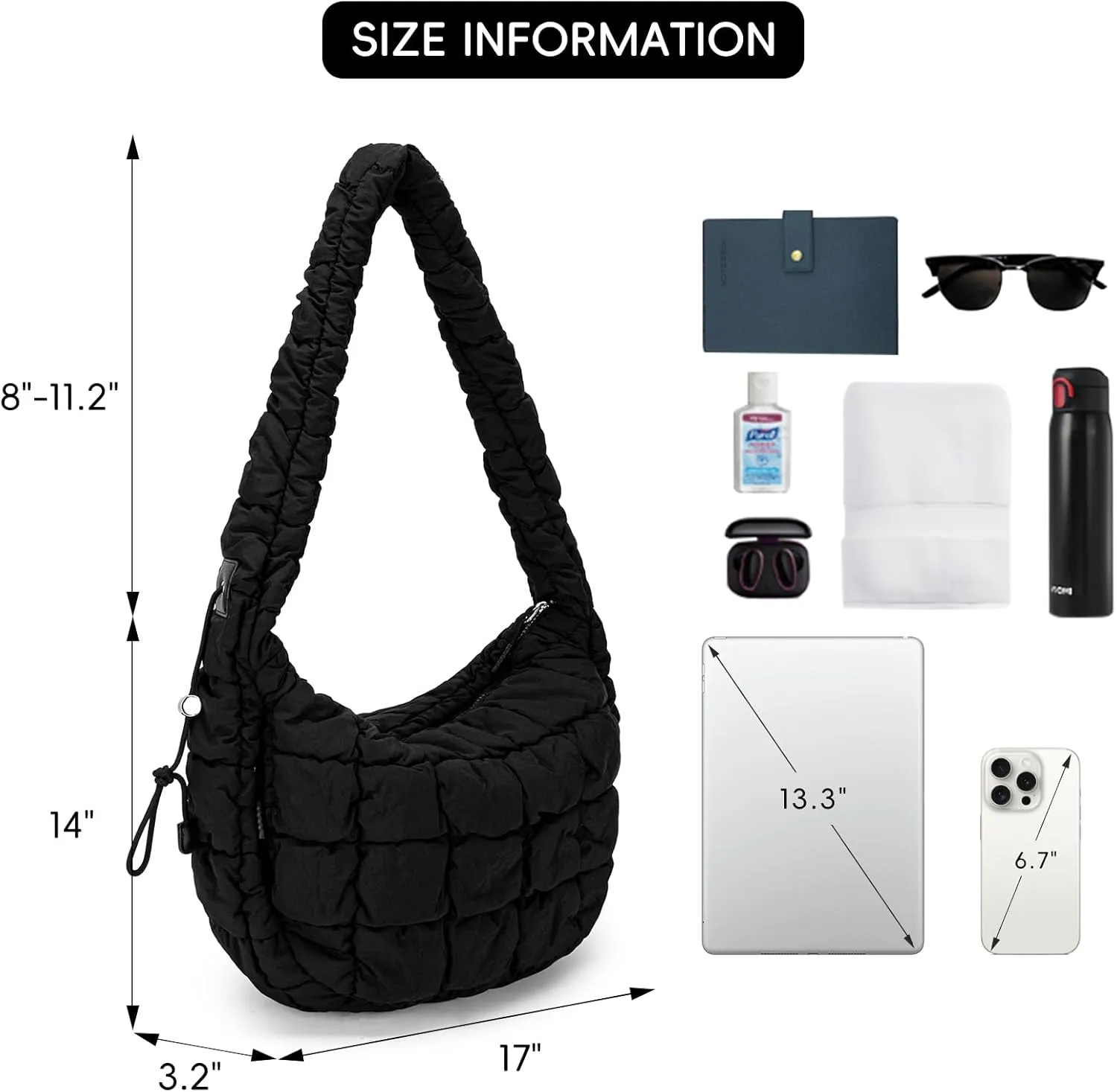 CLUCI Puffer Tote Bag for Women, Large Lightweight Quilted Carryall, Paddin Puffy Crossbody Purse Soft Hobo Shoulder Handbags