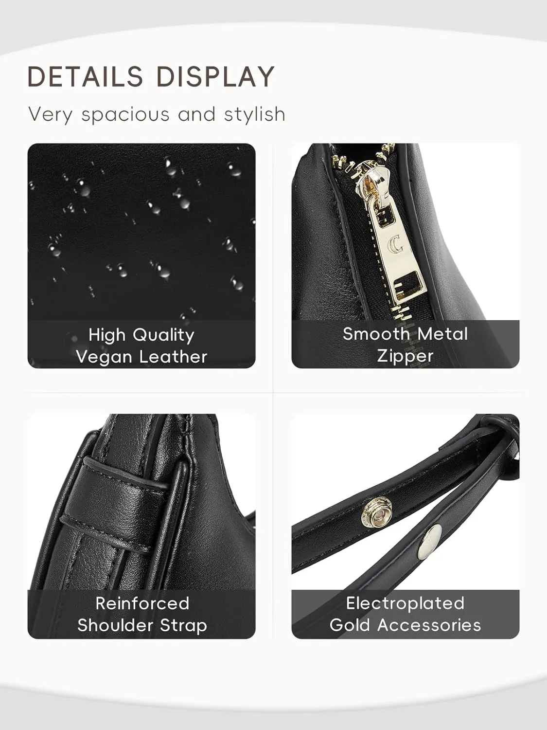 CLUCI Shoulder Bag,Purses for Women Dumpling Small Hobo Bags Vegan Leather Ladies Clutch with Adjustable Strap