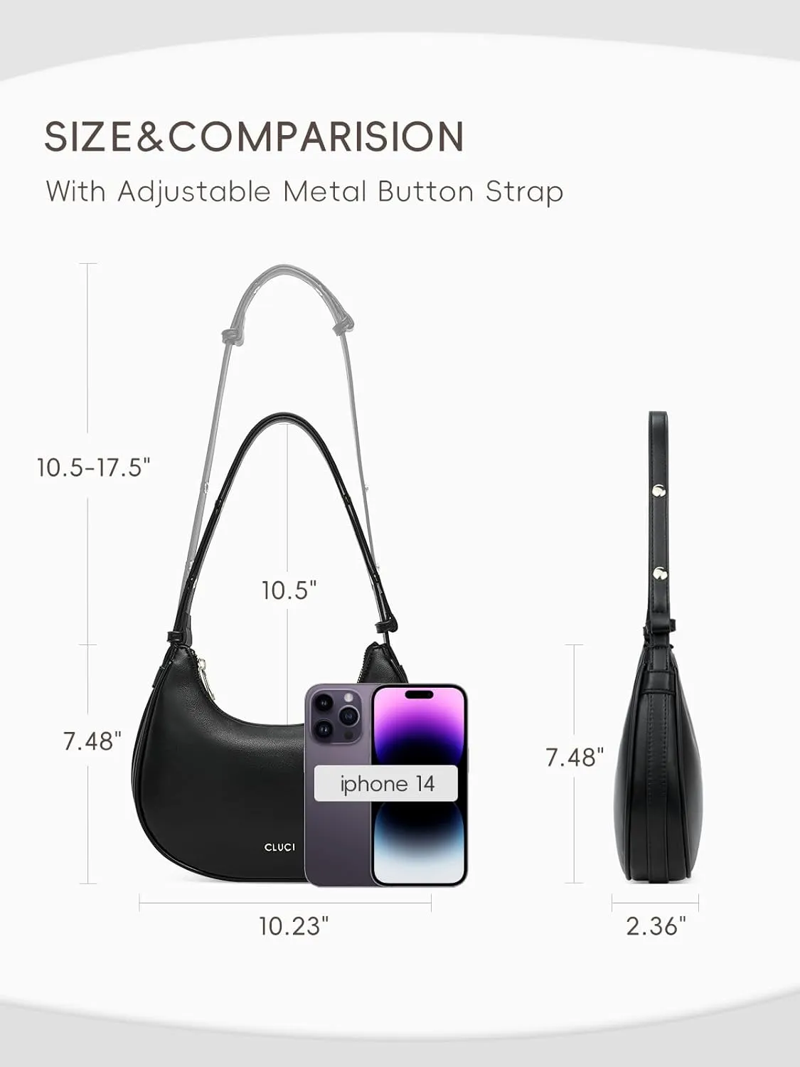 CLUCI Shoulder Bag,Purses for Women Dumpling Small Hobo Bags Vegan Leather Ladies Clutch with Adjustable Strap