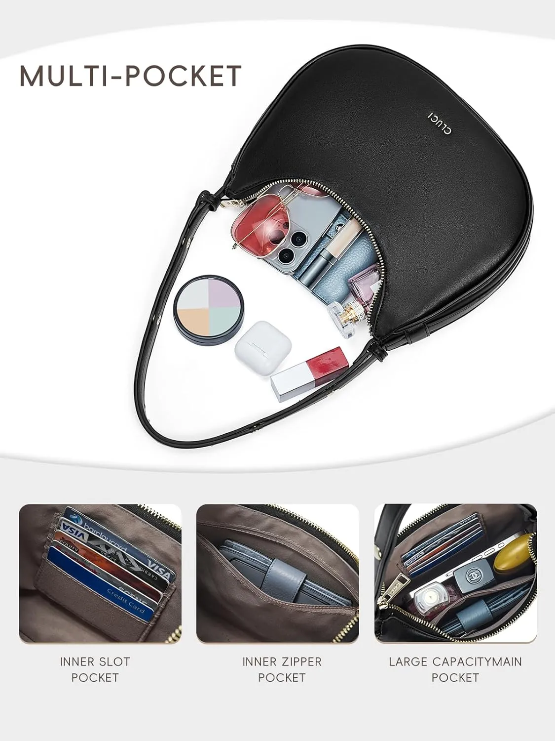CLUCI Shoulder Bag,Purses for Women Dumpling Small Hobo Bags Vegan Leather Ladies Clutch with Adjustable Strap